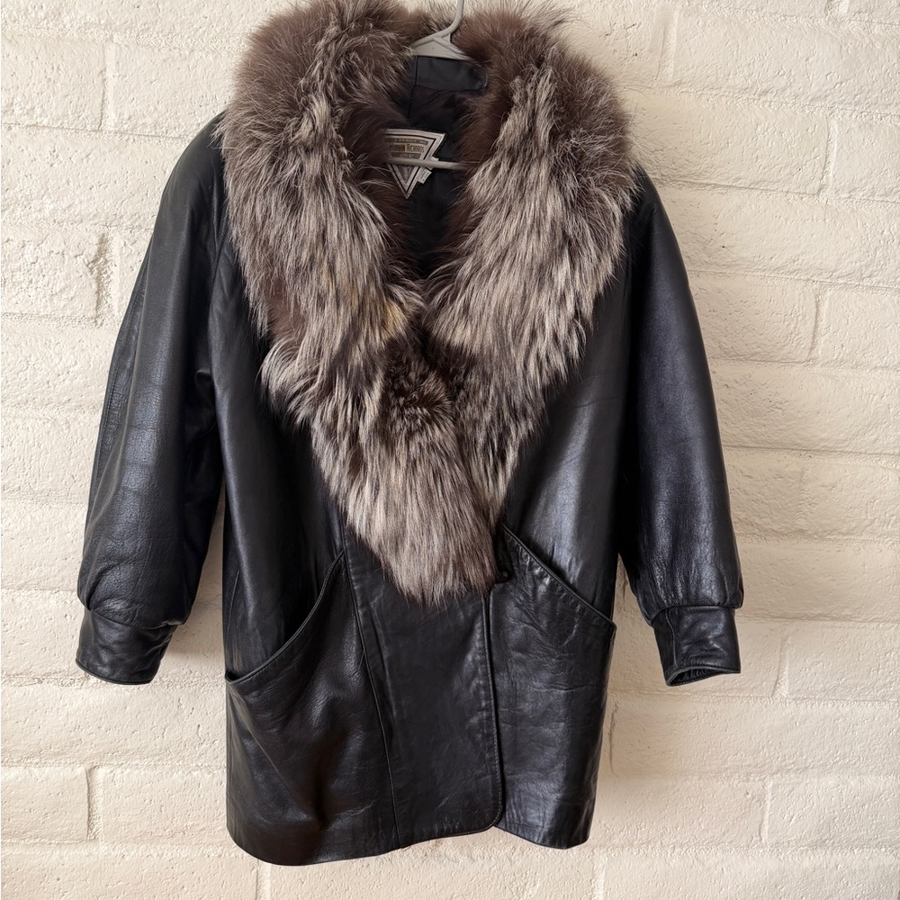 Vintage Marvin Richards Black Leather Jacket with Fur